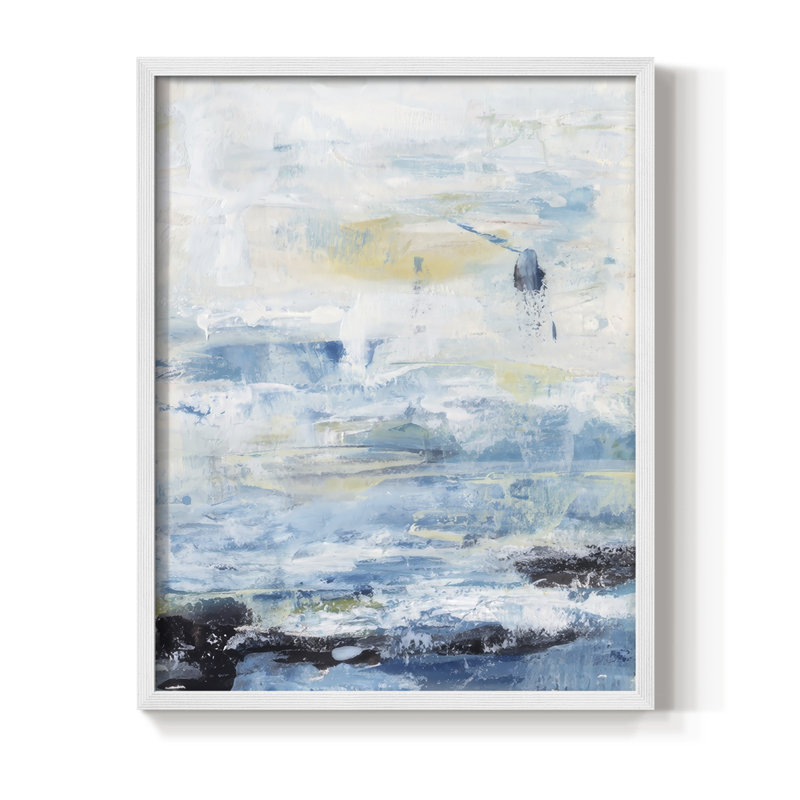 «Waves on Sand II», reproduction encadrée - bois massif, H 11 po x l 9 po, Blanc