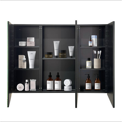 Armoire à pharmacie 39 po x 28 po en fer noir avec miroir mural