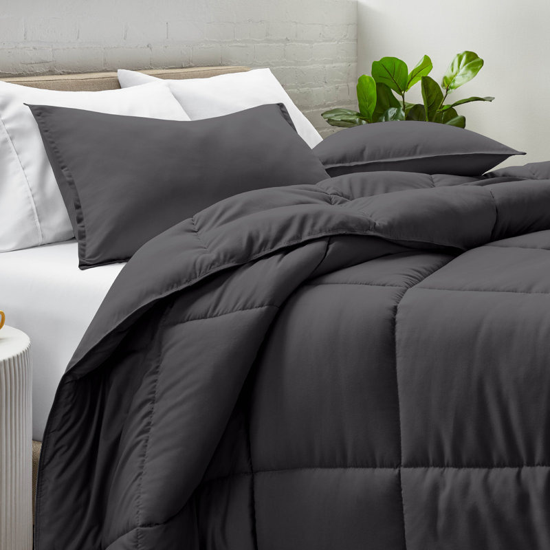 Soft All Season Comforter Set, King Comforter + 2 King Shams, Forged Iron Gray