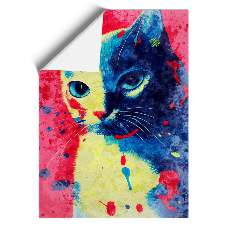 Catt Paint Splash No.3 - Wall Art, 59.4cm H x 42cm W, Paper, No Matte