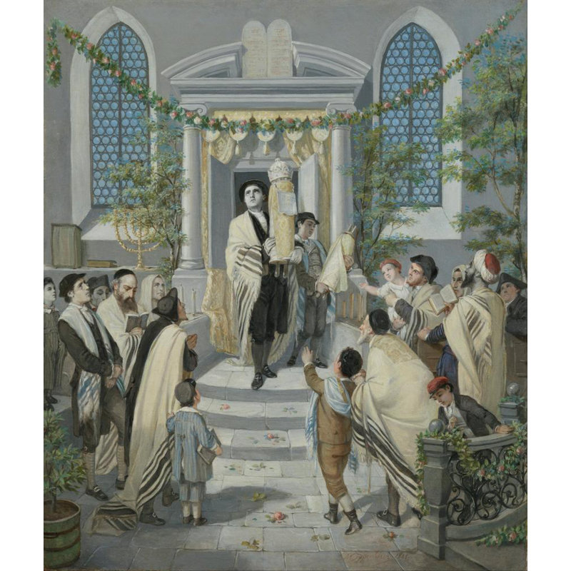 "Chavouot" par Moritz Daniel Oppenheim - Toile tendue avec châssis, H 24 po x l 17 po