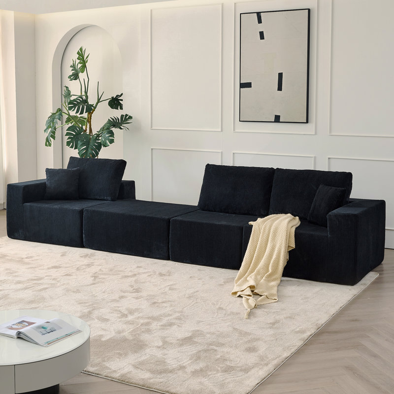 Canapé modulaire 110 po Cloud, canapé désossé, 3 places avec repose-pieds et 2 coussins, parfait