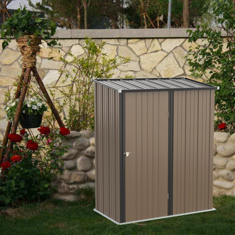 Bouzoun 5 ft. W x 3 ft. D Galvanised Steel Pent Tool Shed, Grey