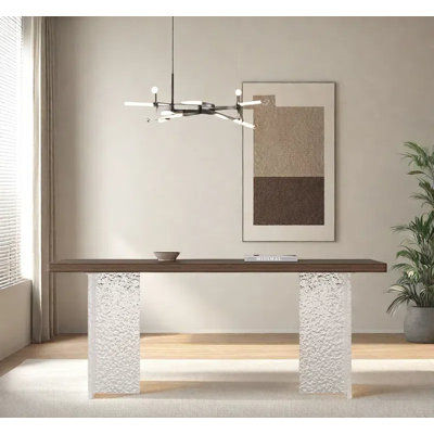Wood-grained Stone Dining Table.