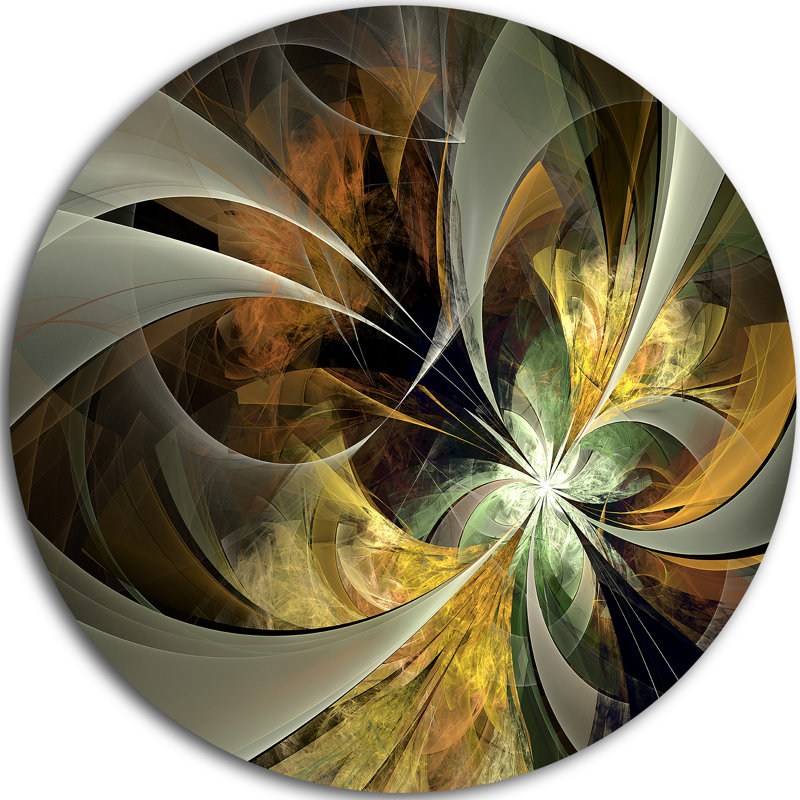 «Symmetric Gold Fractal Flower», impression, H 23 po x l 23 po, Impression sans cadre, Métal métal
