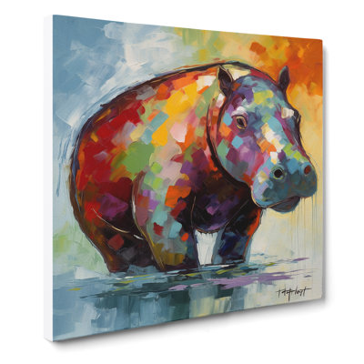 Hippo Abstract Art - Wrapped Canvas