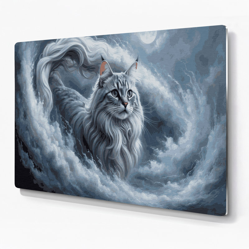 Cats Nebelung, art mural en métal bleu