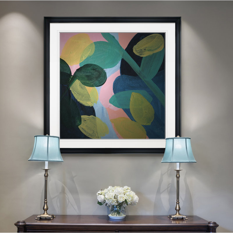 « mai branches i », peinture, H 24 po x l 24 po x P 1,5 po, Cadre noir