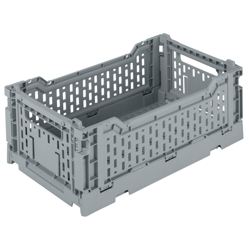 Simplify Plastic Crate, Grey, 4.13" H x 10.63" W x 6.69" L