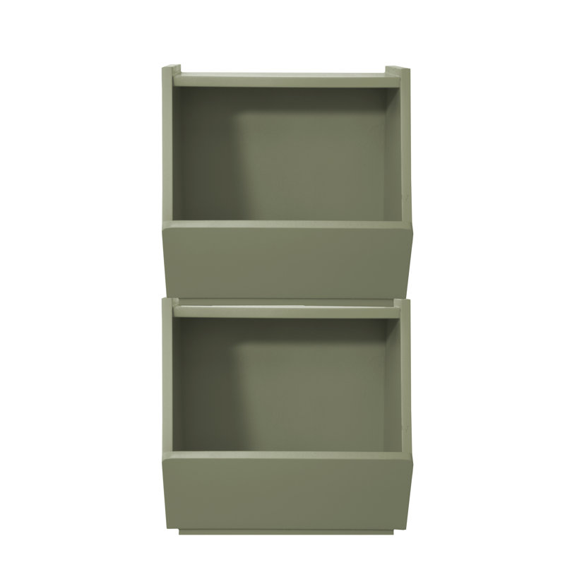 Ebern Designs SET 2 TOY BOXES Solid Wood Crate, Green