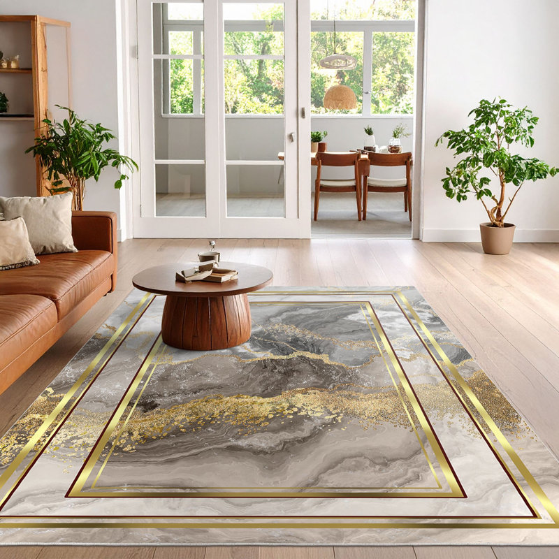 Tapis blanc / gris Aquilar, Rectangle 5 pi 11 po x 9 pi 2 po