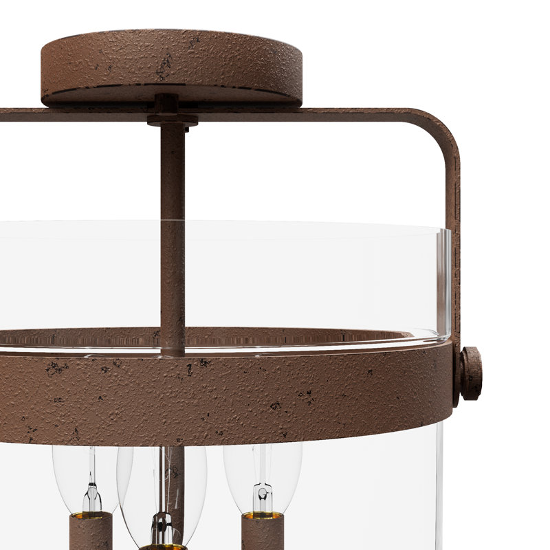  Glass Semi Flush Mount, Textured Rust