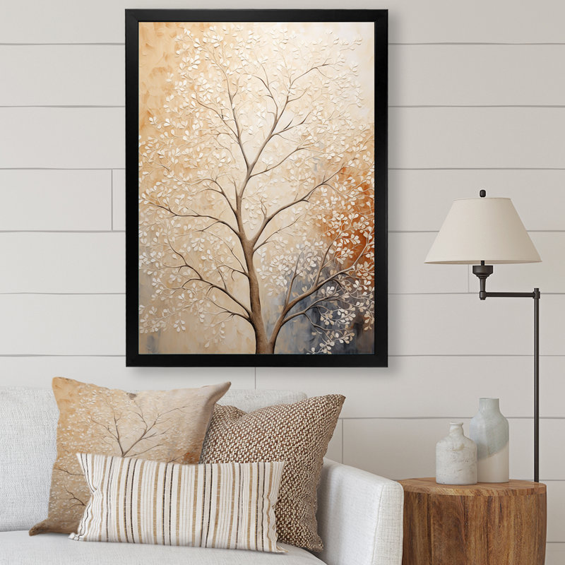 Chêne beige solitude II, Cadre photo noir simple, H 40 po x l 30 po x P 1,5 po
