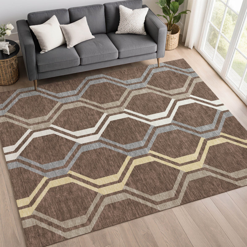 Tapis Mid-Century moderne lavable à la machine intérieur / extérieur Chantille ACN2326, Rectangle 9 pi x 12 pi