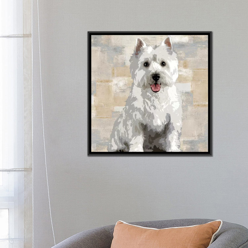 « west highland white terrier », impression sur toile, H 18 po x l 18 po x P 1,5 po, Toile avec cadre noir, Pas de tapis
