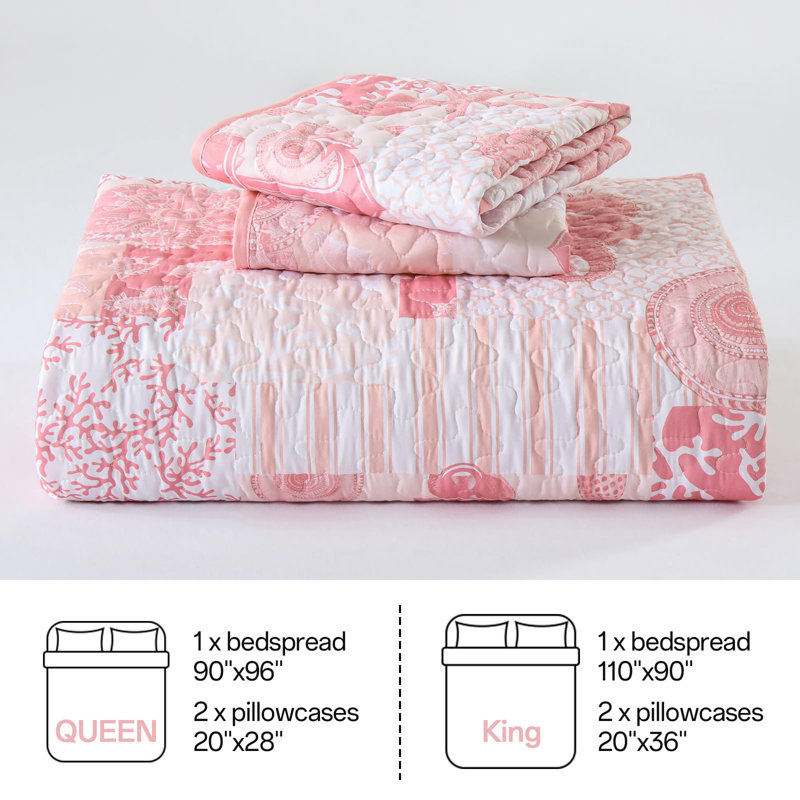Ensemble de courtepointe 3 pièces nautique réversible avec taies d'oreiller, couvre-lit léger en patchwork, literie en microfibre toutes saisons respirante