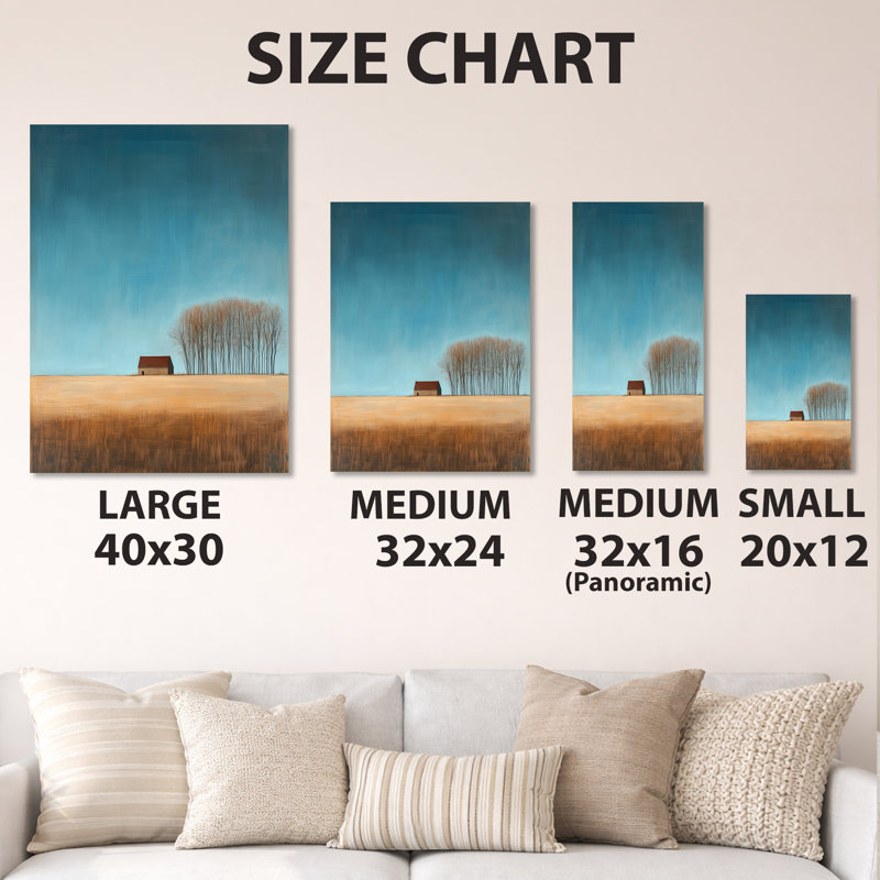 Horizon paisible à la ferme - Décoration murale grange bleue, impression sur métal, H 32 po x l 24 po