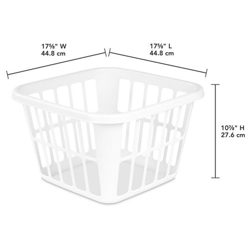 Sterilite Square Laundry Basket 1.25 Bushel Plastic Hamper with Handles, 24 Pack