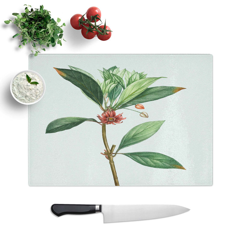 Tempered Glass Anise Flowers Chopping Board, 39 cm W x 28.5 cm L