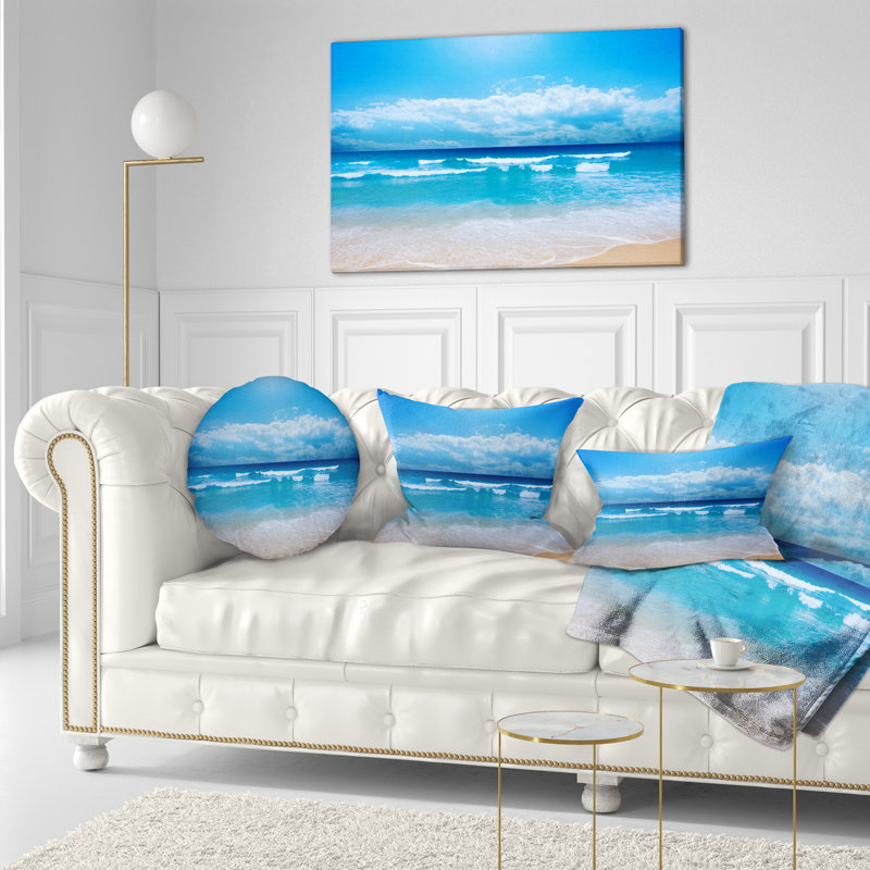 Coussin lombaire Landscape Seascape Paradise Beach, 16 po x 16 po, Carré