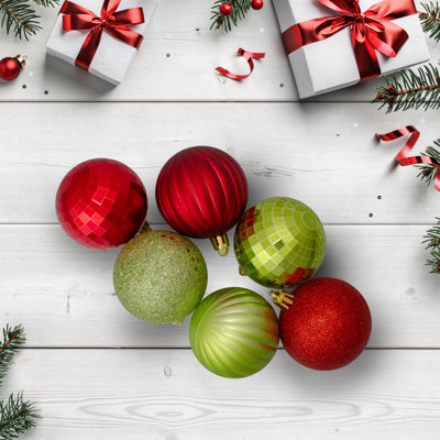 100 boules de Noël incassables à 3 finitions 100 po 2,5 po (60 mm)