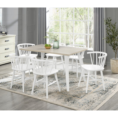 Table à manger rectangulaire en bois naturel avec 7 chaises et 7 chaises