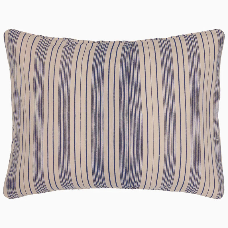 Darika Indigo - King Sham, Standard Sham, Indigo Striped