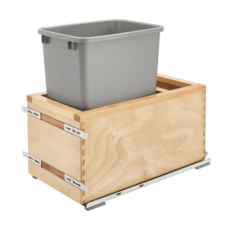 Rev-A-Shelf Wood Pullout Trash Can Container(s) for Kitchen Cabinets with Soft-Close, Capacity = 35 Qt, Width = 12"W