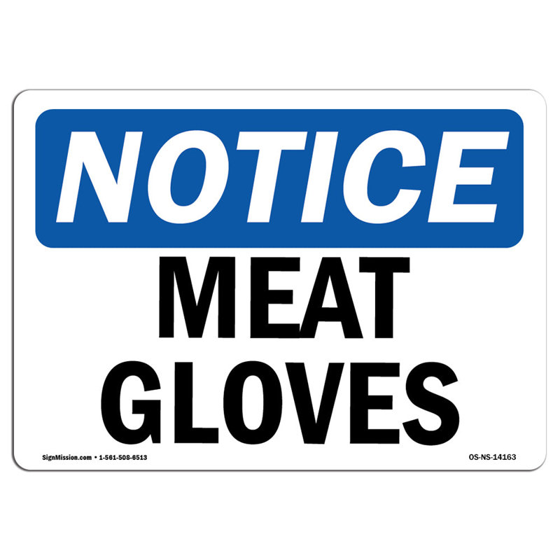 Enseigne de gants de viande Osha, H 18 po x l 24 po x P 0,1 po