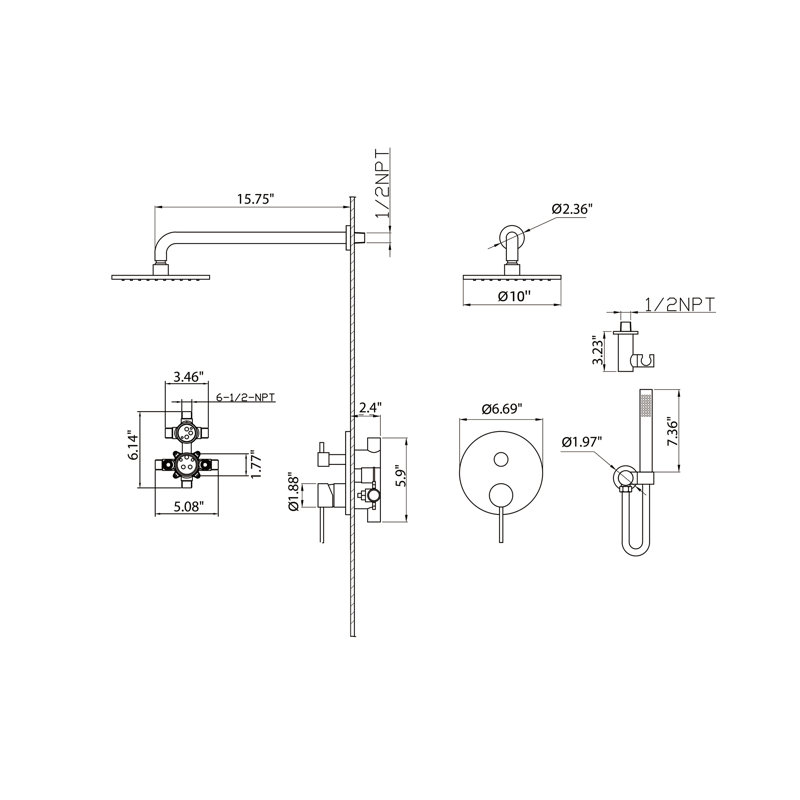 Wall Mounted Complete Shower System with Anti-Scald Pressure Balance Valve, Brushed Nickel