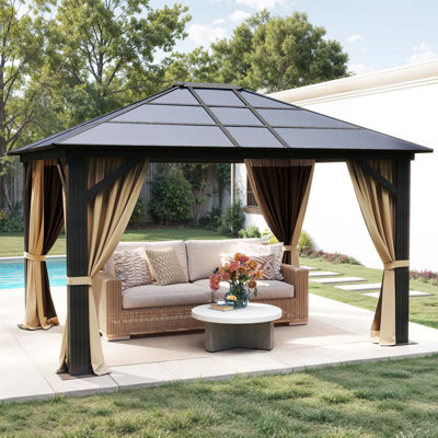 10 Ft. W x 10 Ft. D and 12 Ft. W x 10 Ft. D Patio Gazebo with Curtains