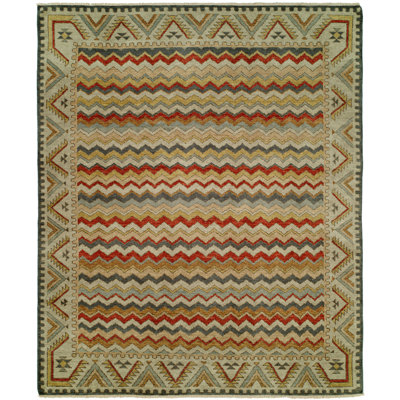 Dona Wool Chevron Area Rug in Ivory