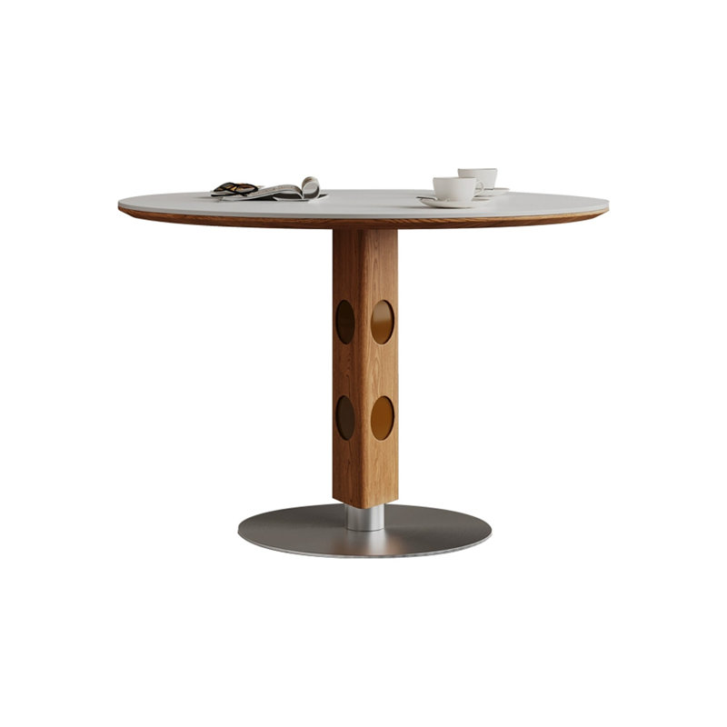 Table de salle à manger blanche, Argent / brun noisette, H 29,53 po x L 39,37 po x l 39,37 po