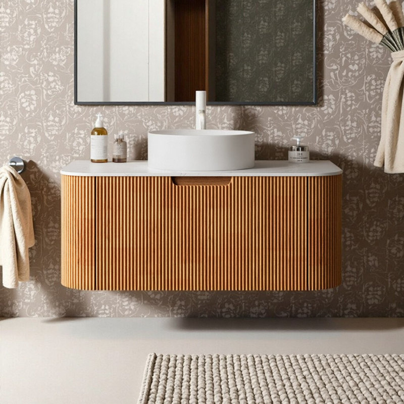 Meuble-lavabo flottant Modern, Bois naturel, 36"