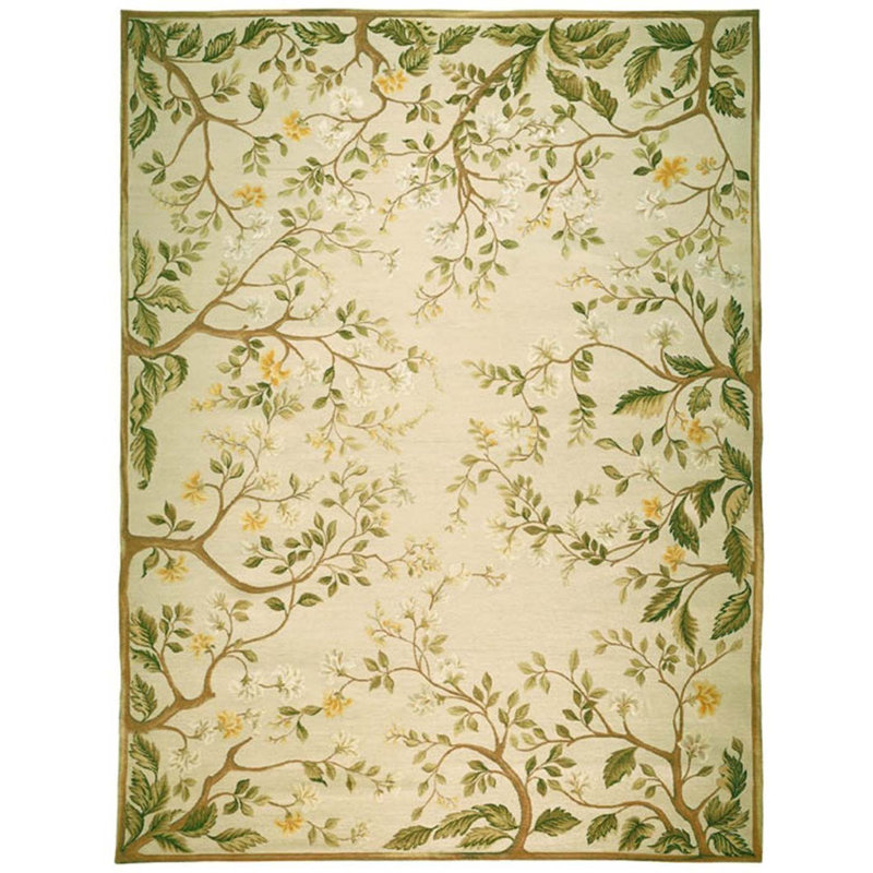 Hand-Knotted High-Quality Beige Area Rug, Rectangle 6' x 9'1"