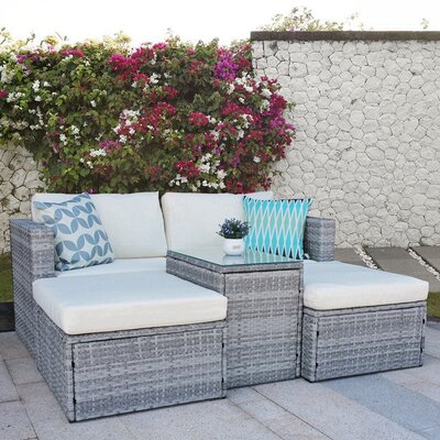 5 Pieces Rattan Outdoor Patio Sofa Set, Outdoor Sectional Sofa Set With Furniture Protection Cover, All-Weather PE Wicker Patio Set With Cushion, Pill -  Latitude RunÂ®, 6275C964102B41B6826F228D3125FF61