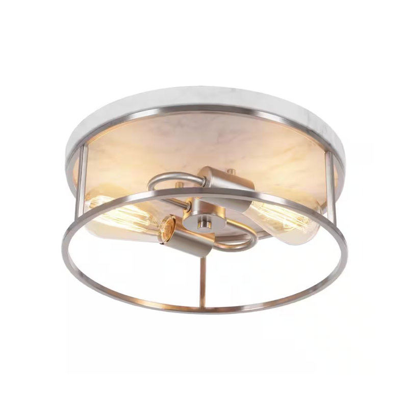 Durrell Rustic Farmhouse 13" Brushed Nickel Flush Mount with Open-Cage Design
