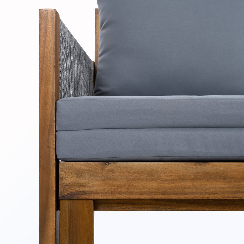 Canapé de patio convertible en bois avec coussin, Gris