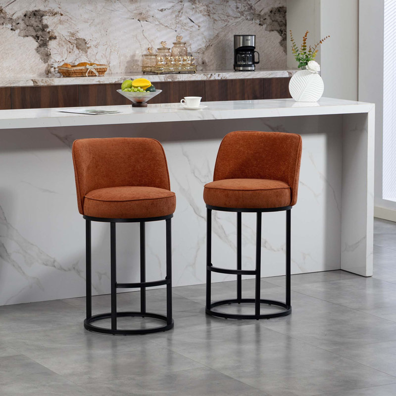 Tabourets de bar rembourrés à hauteur de comptoir Modern (ensemble de 2), Brun
