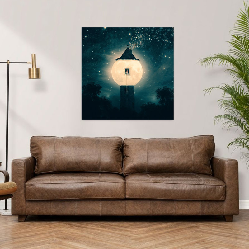 La tour de la lune, art urbain contemporain abstrait, H 36 po x l 36 po