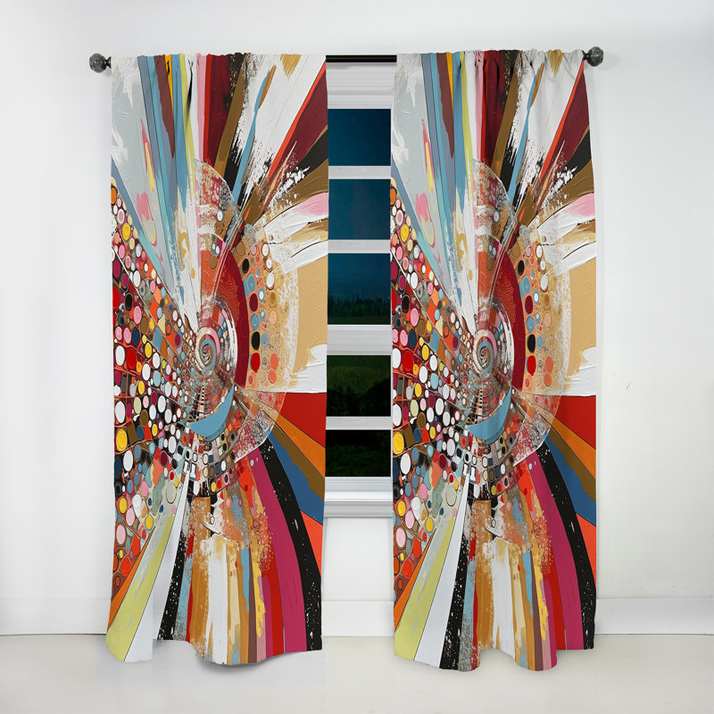 Bellamie - Œuvre abstraite à pois et triangles - Rideau moderne - Velours obscurcissant - 1 panneau, L 52 po x L 120 po