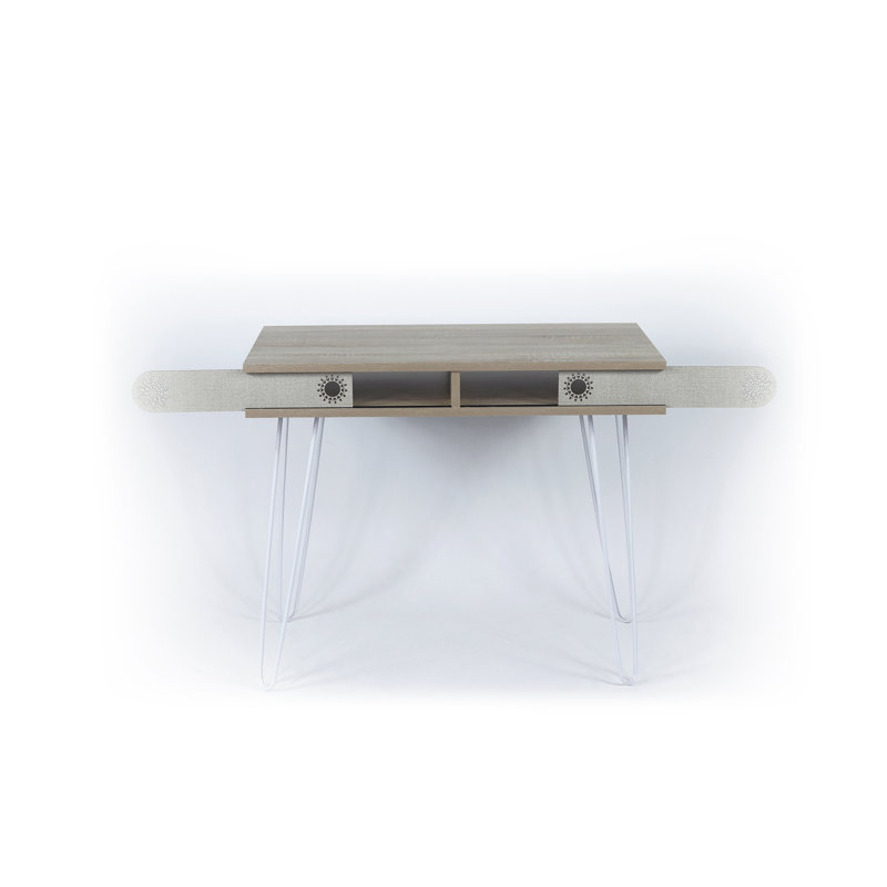 Writing Desk With Metal Legs  Modern Rectangle Desk With Storage, Modern Style Desk