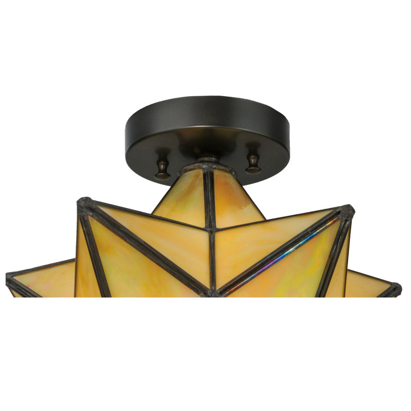 1 - Light Semi Flush Mount, Beige Iridescent