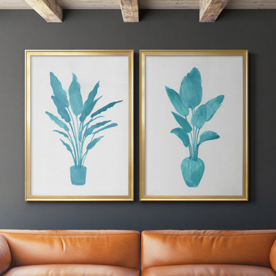 «Watercolor House Plant I», ensemble de 2 reproductions d'art sur toile encadrées