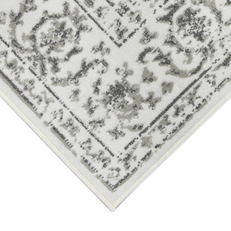 Tapis gris / ivoire Calam, Rond 7 pi 10 po