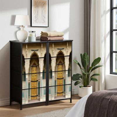 Commode pour commode de chambre à coucher pour porte de Jaipur Architecture indienne Bollywood Beige Arches complexes Commodes et commodes de rangement