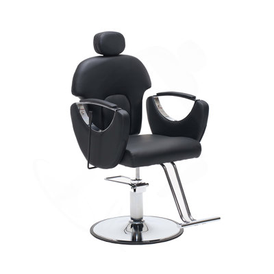 Fauteuil de barbier pour coiffeur, fauteuils inclinables et réglables en hauteur, rotation à 360 degrés, fauteuil de shampooing multifonction pour salon de coiffure (noir moderne)