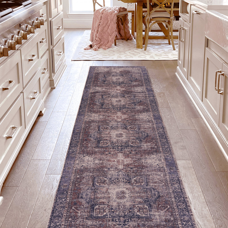 2'6''X10' Area Rug Runner, Washable Low-Pile For Bedroom, Living Room, Kitchen  Burgundy  - Non-Slip, Non-Shedding, Long-Lasting Non-Slip Non-Shedding Warmth