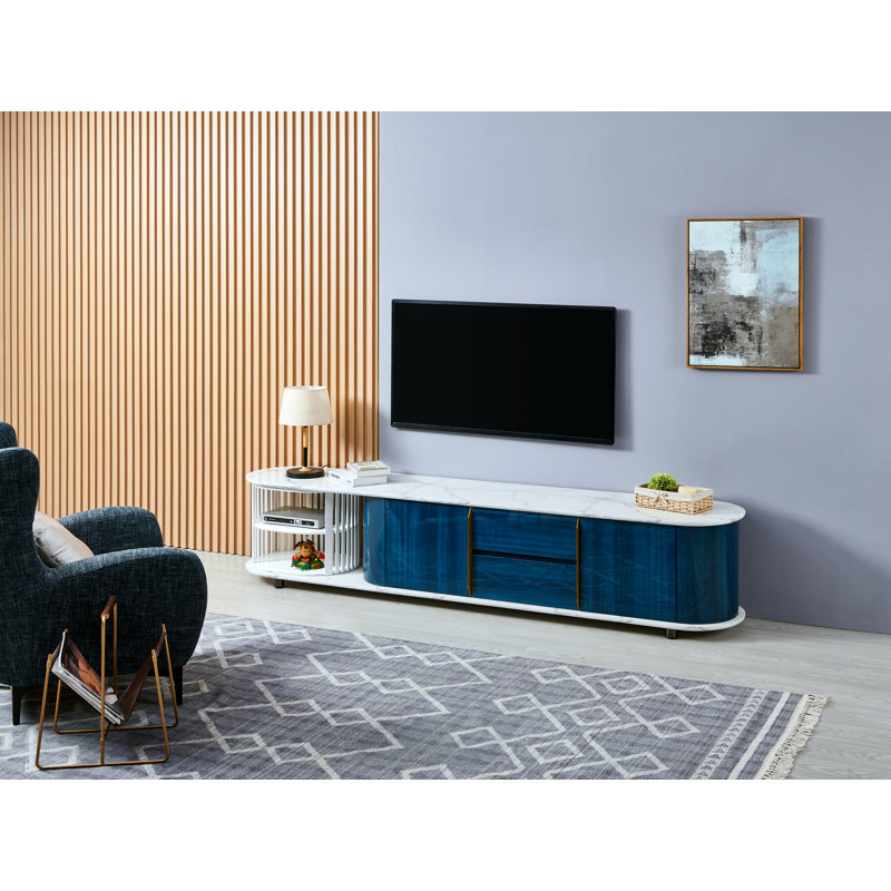 94.5" W Modern Media Console | TV Stand for Up to 85" TVs | Storage Sideboard Cabinet