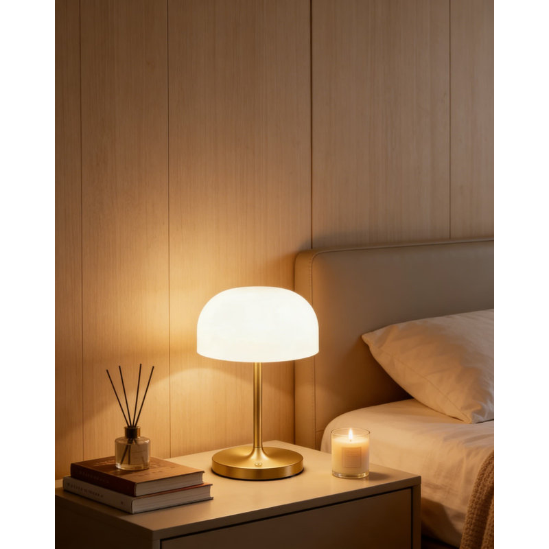 Lampe de table champignon sans fil Vomii avec batterie 4000Mah, imperméable IP54, DEL à intensité variable et 3 températures de couleur pour la douche, la salle de bain, la chambre à coucher et la décoration intérieure